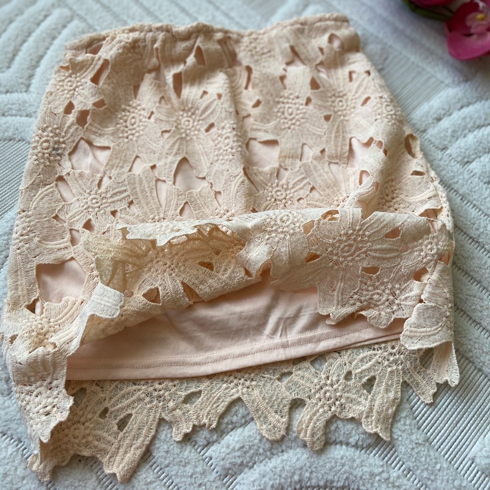 NWT Apricot Lane Peach Flower Mini Skirt - Picture 2 of 4